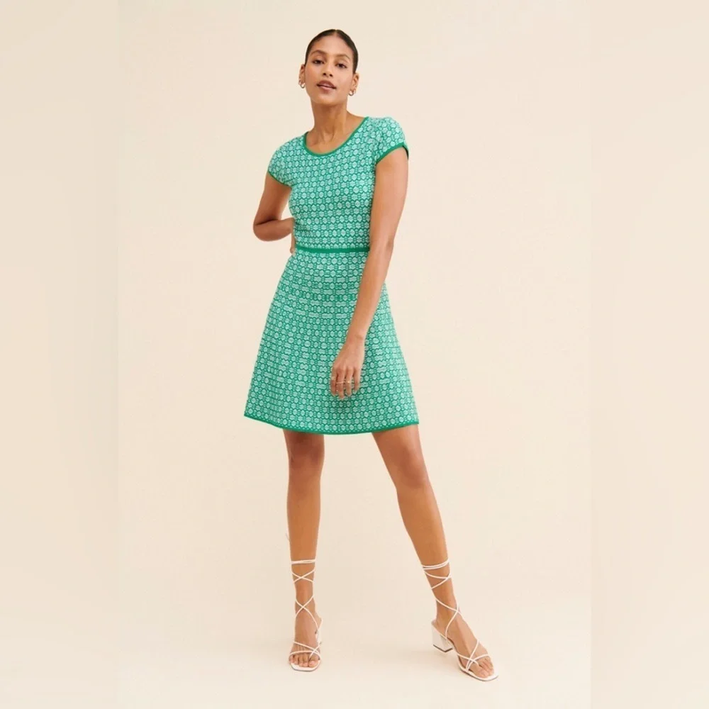 Ronny Kobo Jade Green Knit Mini Dress Size Medium